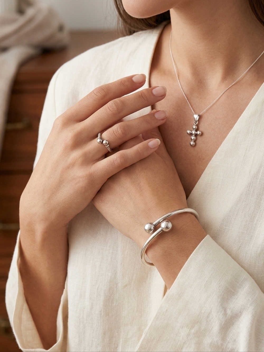 Set of 3 Genuine Sterling Silver Jewelry Pieces – Minimalist & Modern